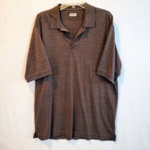 IZOD Men's Shirt Polo Golf LG Tall Sporty Charcoal Stretch Check Business Casual